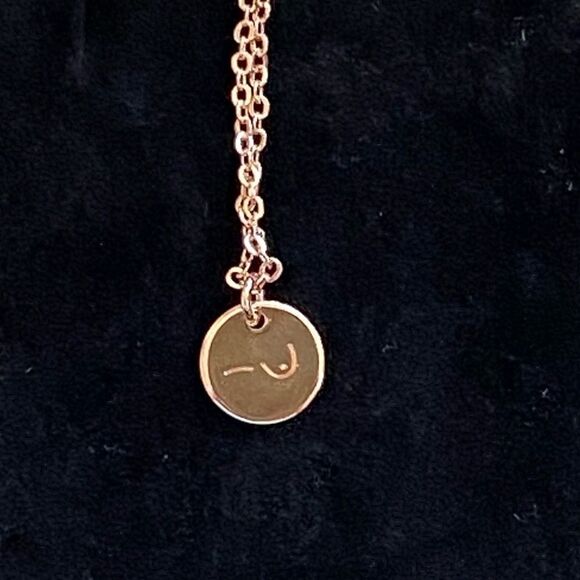 Delicate Rose Gold Tone Just One Breast Cancer Mastectomy Pendant Necklace NWT - Picture 6 of 12
